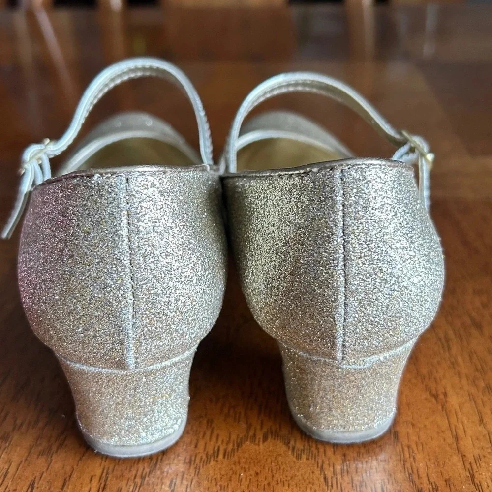 Olive‎ & Edie Lucina Mary Jane Youth Girls Size 4 Gold Glitter Heel Dressy Glam